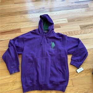 U.S. Polo Assn. Purple Hoodie with Green Emblem
